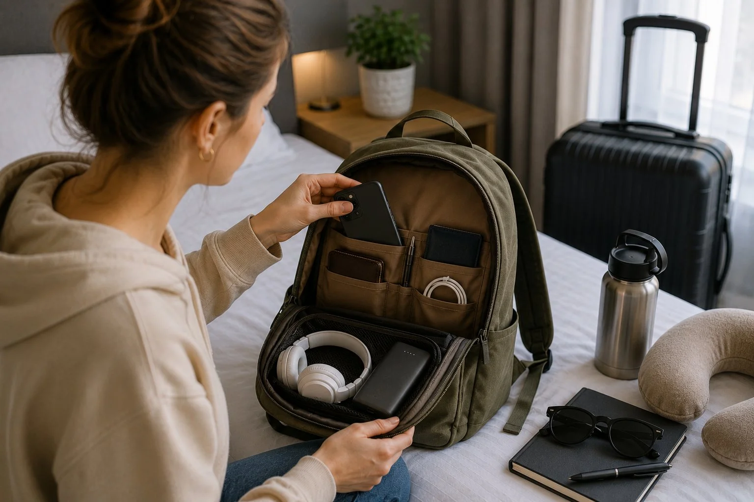 Packing a carry-on bag for a long bus trip