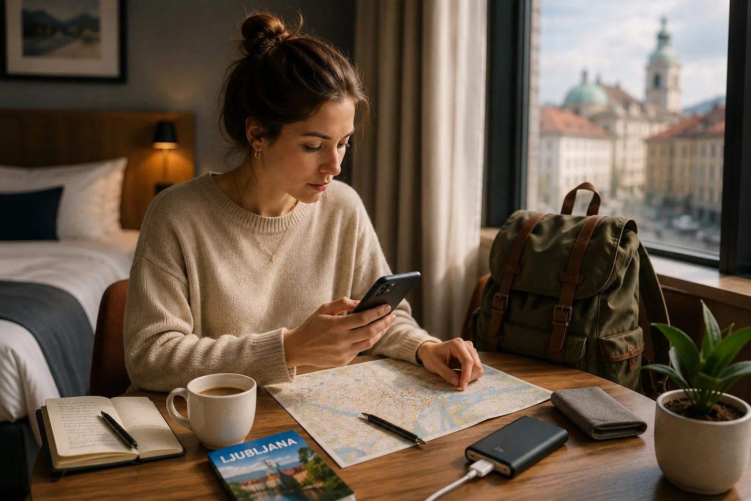 planiranje sigurnog solo putovanja uz mobitel i kartu grada
