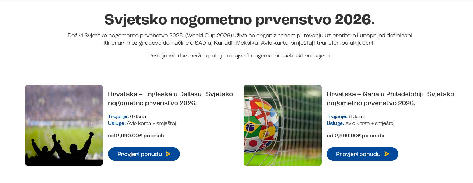 svjetsko prvenstvo 2026., organizirano putovanje